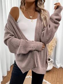 SHEIN LUNE Áo Cardigan thiết kế giản dị thả vai - Bụi tím - Xem 1