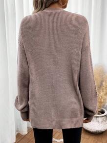SHEIN LUNE Áo Cardigan thiết kế giản dị thả vai - Bụi tím - Xem 2