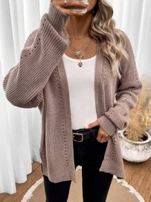 SHEIN LUNE Áo Cardigan thiết kế giản dị thả vai - Bụi tím - Xem 6