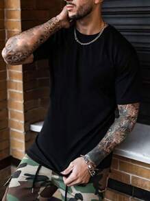 Men Slogan Graphic Tee - Black - View 7