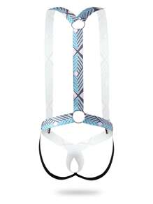 Men Geometric Print Suspender Underwear - Multicolor - View 2