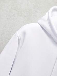 Men Slogan & Cartoon Bear Graphic Drawstring Hoodie - White - View 4