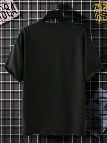 Claim Dot 男士標語圖案落肩T恤 - 黑色 - 查看 2