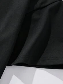 Claim Dot 男士標語圖案落肩T恤 - 黑色 - 查看 4