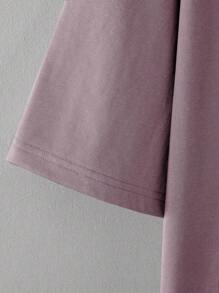 Claim Dot 男士字母圖案落肩T恤 - 淺灰紫 - 查看 3