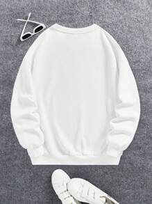 Teen Girl Figure Graphic Drop Shoulder Sweatshirt - White - View 2