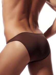 男士素色低腰露臀內褲 - 咖啡棕 - 查看 2