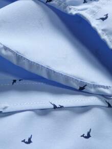 Manfinity Mode 男士全印花单排扣休闲短袖衬衫（不对称印花） - 藍色 - 查看 7