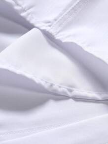 Manfinity Mode Men Casual Solid Plain Button Up Short Sleeve Dress Shirt, For Work, Business - White - View 6