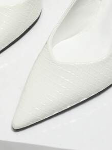 Giày cao gót nữ mũi nhọn, gót mỏng, chất liệu giả da, quai sau, thiết kế khoét hở, gót nhọn kiểu "gót mèo", thanh lịch, giày bít mũi nữ, trang phục mùa hè. - trắng - Xem 3