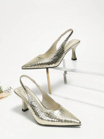 高跟女鞋，石头图案，尖头，镂空，低鞋面，细高跟，带踝带