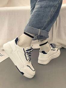 女士休闲运动鞋，厚底时尚百搭，派对鞋，适合娇小身材，运动风格，舒适轻便的运动平底鞋，女士鞋 - 藍色 - 查看 2