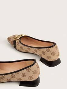 Women's Flat Shoes With Metallic Decorated Square Toe - Multicolor - View 2