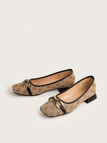 Women's Flat Shoes With Metallic Decorated Square Toe - Multicolor - View 4