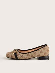 Women's Flat Shoes With Metallic Decorated Square Toe - Multicolor - View 5