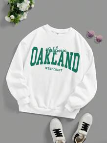 青少年女孩字母圖案加絨內裏運動衫