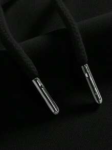 ROMWE MEN Street Life Men Spider & Letter Graphic Drawstring Hoodie - Black - View 4