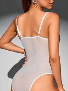 Allurite 蕾絲吊帶連體衣 - 白色 - 查看 2