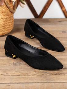 Women's Shoes High Heels Pointed Toe Chunky Heel Court Shoes, Minimalist Style