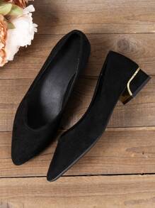 Women's Shoes High Heels Pointed Toe Chunky Heel Court Shoes, Minimalist Style