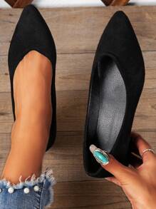 Women's Shoes High Heels Pointed Toe Chunky Heel Court Shoes, Minimalist Style