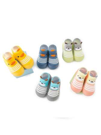 1雙中性軟底透氣防滑熊襪子鞋適用於嬰兒學習至