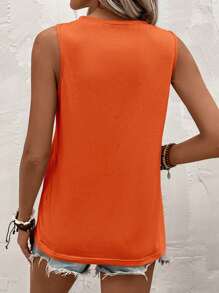 SHEIN LUNE Top tank unicolor con fruncido - Naranja Quemada - Ver 2