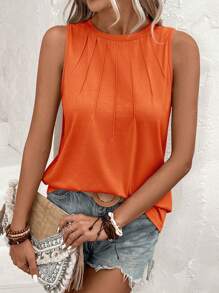 SHEIN LUNE Top tank unicolor con fruncido - Naranja Quemada - Ver 3