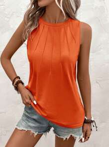 SHEIN LUNE Top tank unicolor con fruncido - Naranja Quemada - Ver 7