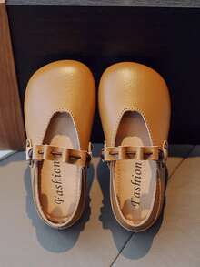 Children's Simple & Comfortable Flat Shoes For Girls, Embossed Ballerina Flats With Lychee Pattern - Brown - View 3