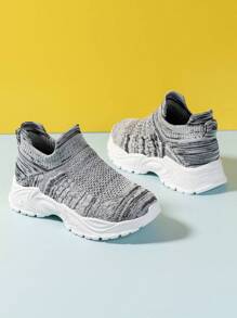 Unisex Kids Knit Mesh Design Anti-Slip Shock Absorbing Outdoor Sports And Leisure Running Shoes With Good Breathability, Suitable For All Seasons - Multicolor - View 5