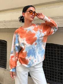 EURMUSE Tie Dye Drop Shoulder Sweatshirt - Multicolor - View 2