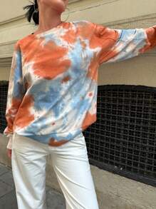 EURMUSE Tie Dye Drop Shoulder Sweatshirt - Multicolor - View 3