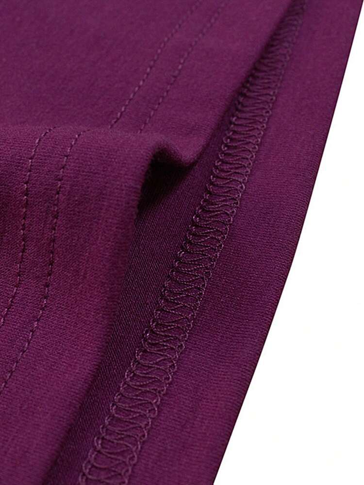 Solid Knot Side Wrap Dress - Purple - View 4