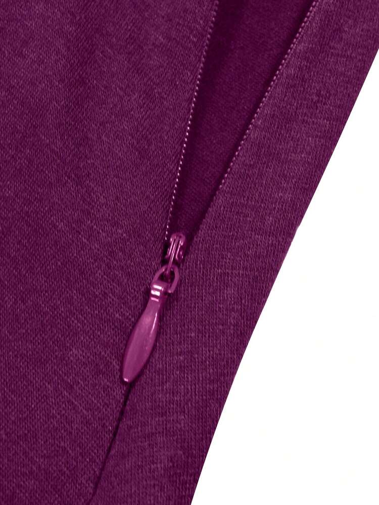 Solid Knot Side Wrap Dress - Purple - View 5