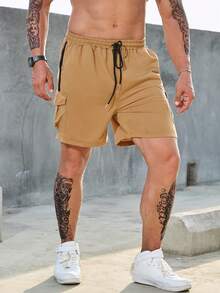 Manfinity Men Plus Flap Pocket Side Drawstring Waist Shorts