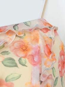 Hauture 花卉荷葉邊肩帶短款上衣 - 彩色 - 查看 10