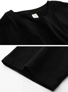 男大童幾何和字母圖案落肩T恤 - 黑色 - 查看 5