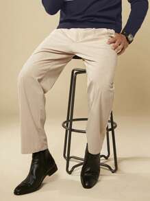 Manfinity VCAY Men Slant Pocket Straight Leg Suit Pants - Apricot - View 1