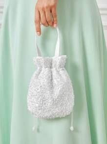 SHEIN Belle Mini Women's Drawstring Design Evening Bag - White - View 1