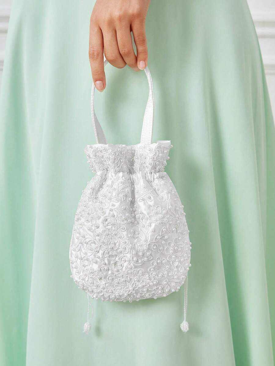 SHEIN Belle Mini Women's Drawstring Design Evening Bag - White - View 1