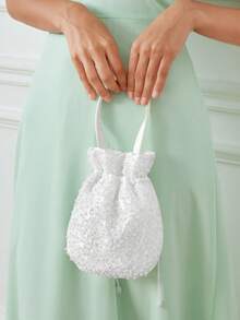 SHEIN Belle Mini Women's Drawstring Design Evening Bag - White - View 7