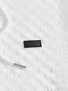 Manfinity RebelGame Men Patched Detail 3D Ear Design Drawstring Hoodie - White - View 4