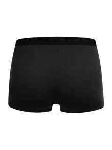 Men's Black Basics High Stretch Fabric Plain Trunks With Tape Detail