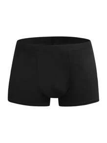 Men's Black Basics High Stretch Fabric Plain Trunks With Tape Detail