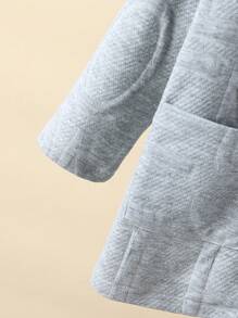 SHEIN Young Boy 1pc Letter Patched Detail Dual Pocket Button Up Coat - Grey - View 7