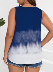 SHEIN LUNE Plus Tie Dye Tank Top For Summer - Navy Blue - View 2