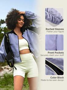 In My Nature Chaqueta corta de béisbol para mujer, estilo retro, impermeable, para deportes al aire libre, senderismo, desplazamientos