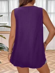 Calvaya Hơn Chất rắn Áo ba lỗ - Màu tím - Xem 2