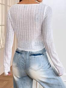 SHEIN Unity 素色方領T恤不附胸罩 - 白色 - 查看 2